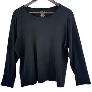 L.L. Bean Black Long Sleeve T Shirt Womens 1X Crew Neck Basic Tee Casual Layer